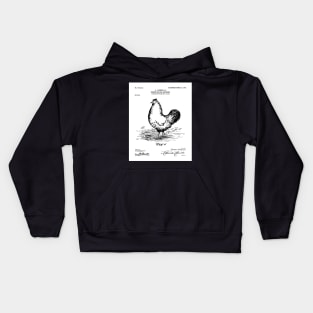 Chicken Hens Patent - Chef Cook Chicken Coop Art - White Kids Hoodie